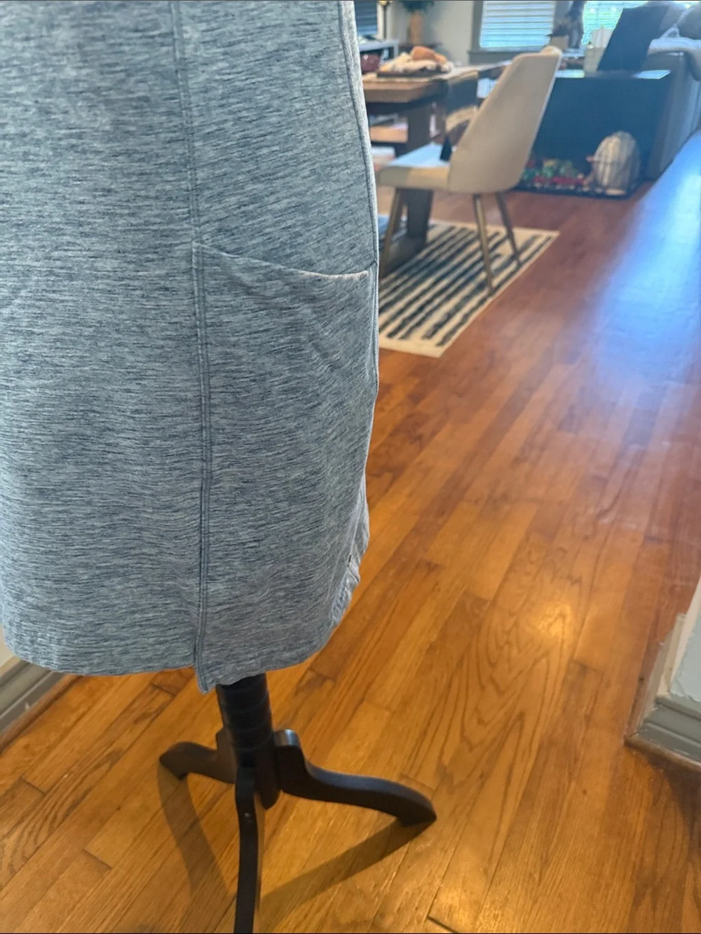 lululemon Heather Gray Short-Sleeve Dress with Navy Trim